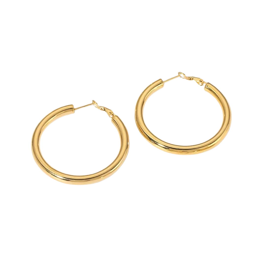 Solid Hoop Earrings in Gold