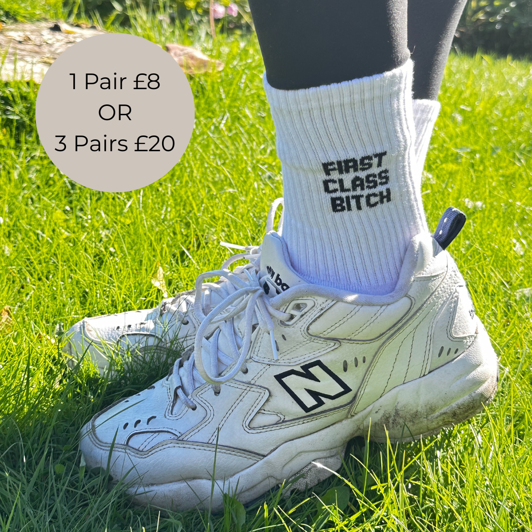 Slogan Sneaker Socks - First Class B*tch