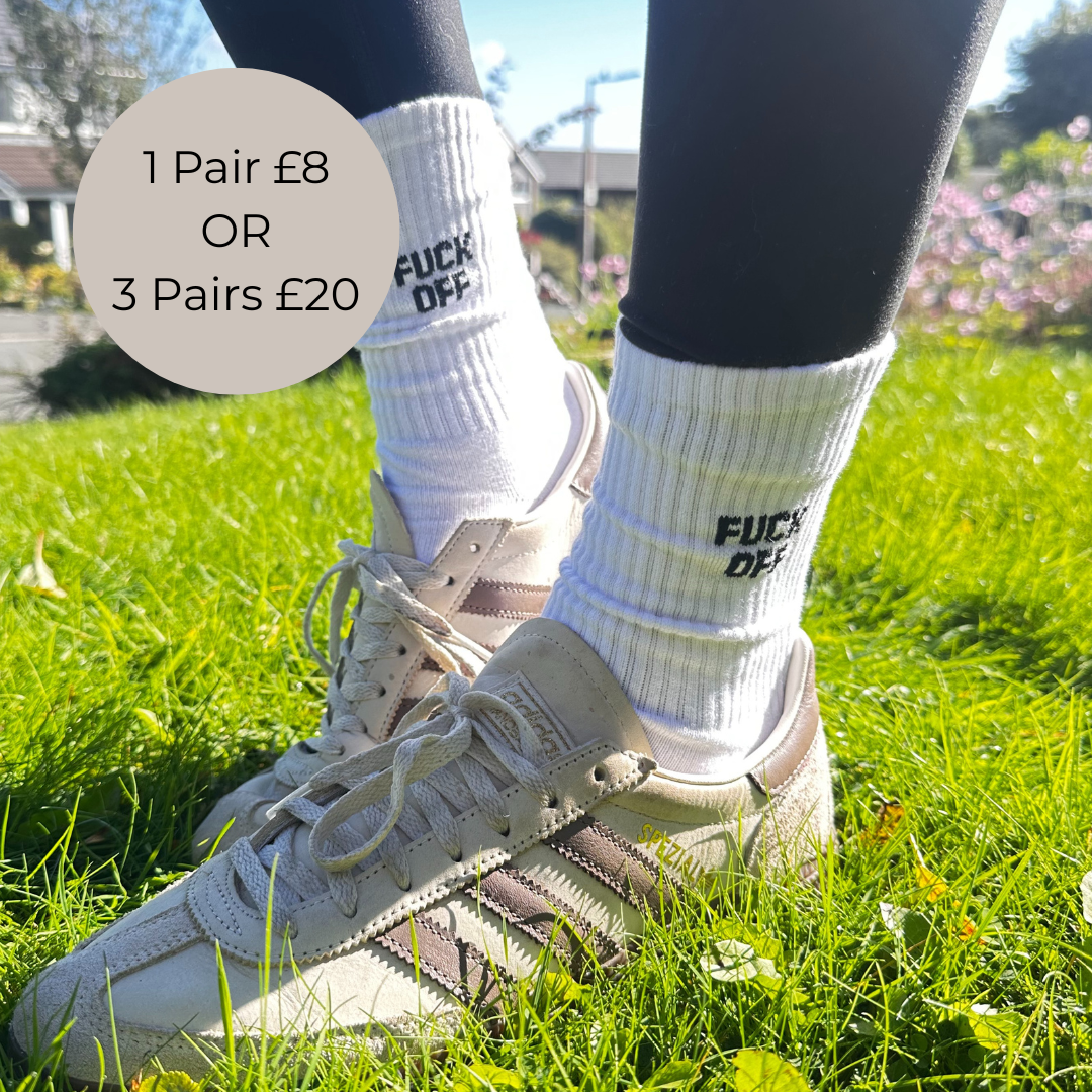 Slogan Sneaker Socks - F*ck Off