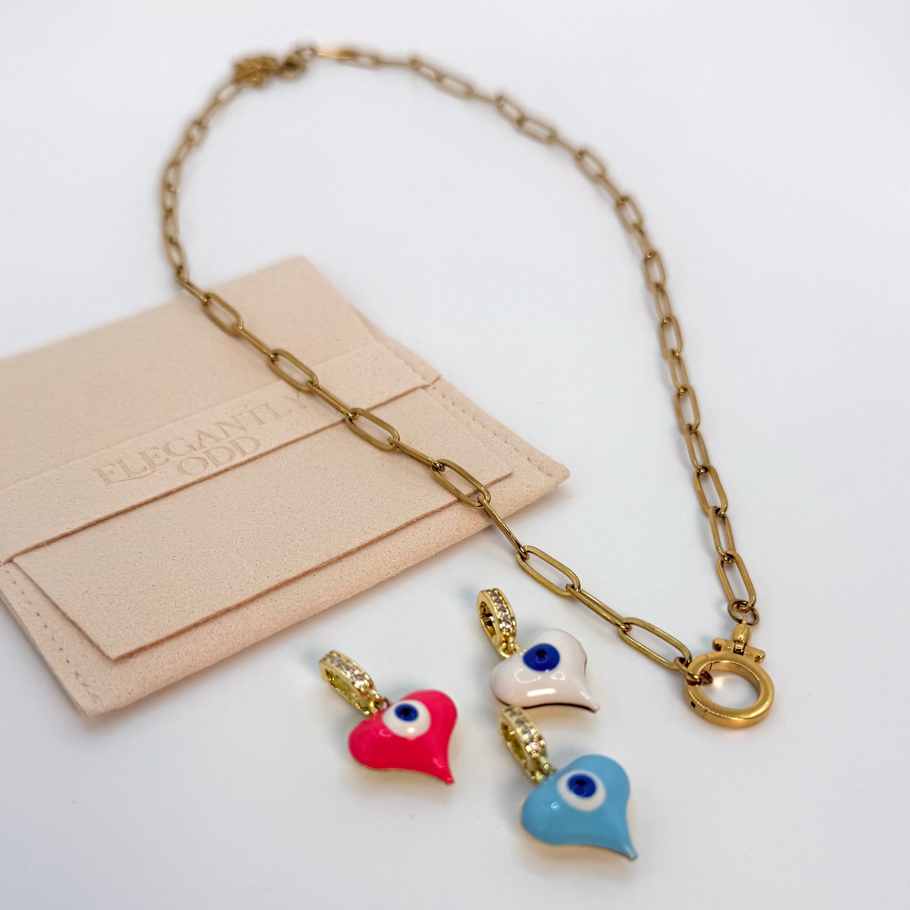 Turkish Eye Heart Charm in Blue