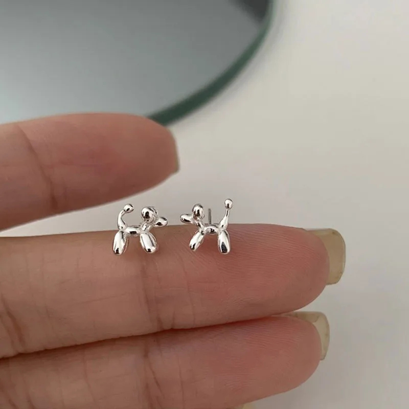 Balloon Dog Stud Earrings in 925 Sterling Silver