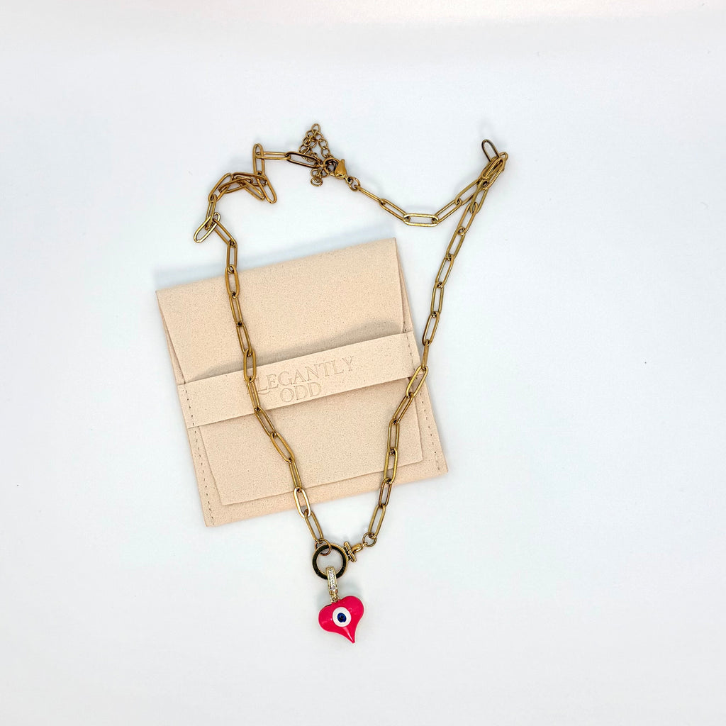 Turkish Eye Heart Charm in Pink