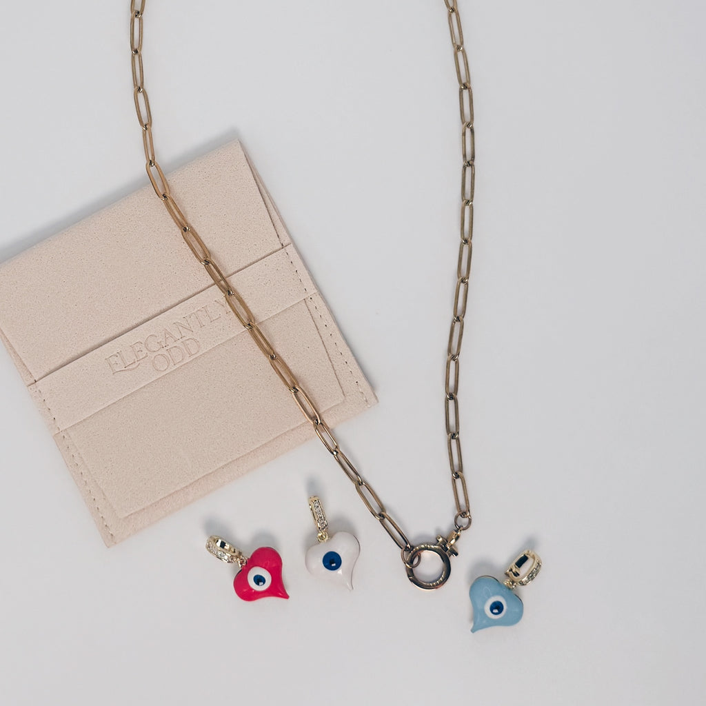 Turkish Eye Heart Charm in Blue