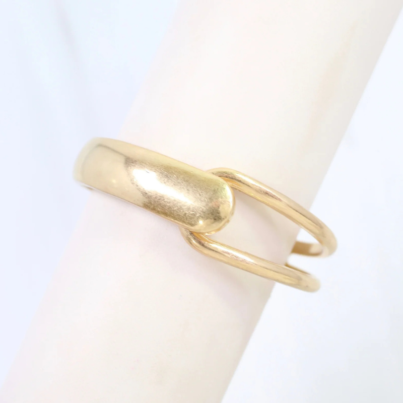 Antique Gold Hinged Sculptural Bracelet