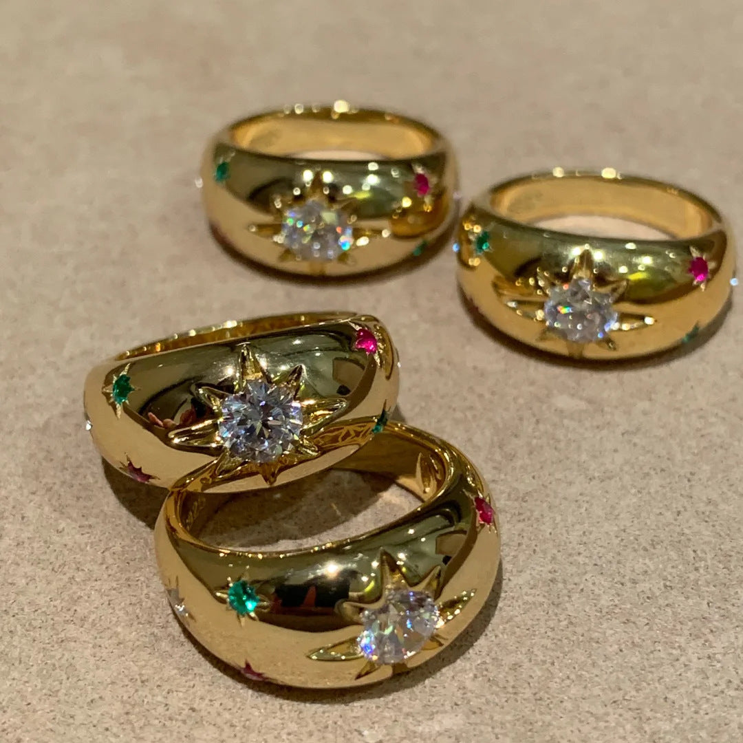 Adjustable Starburst Ring in Gold