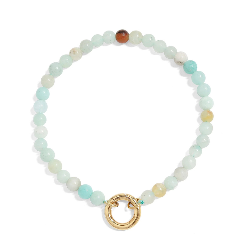 Natural Stone Charm Keeper Bracelet in Amazonite
