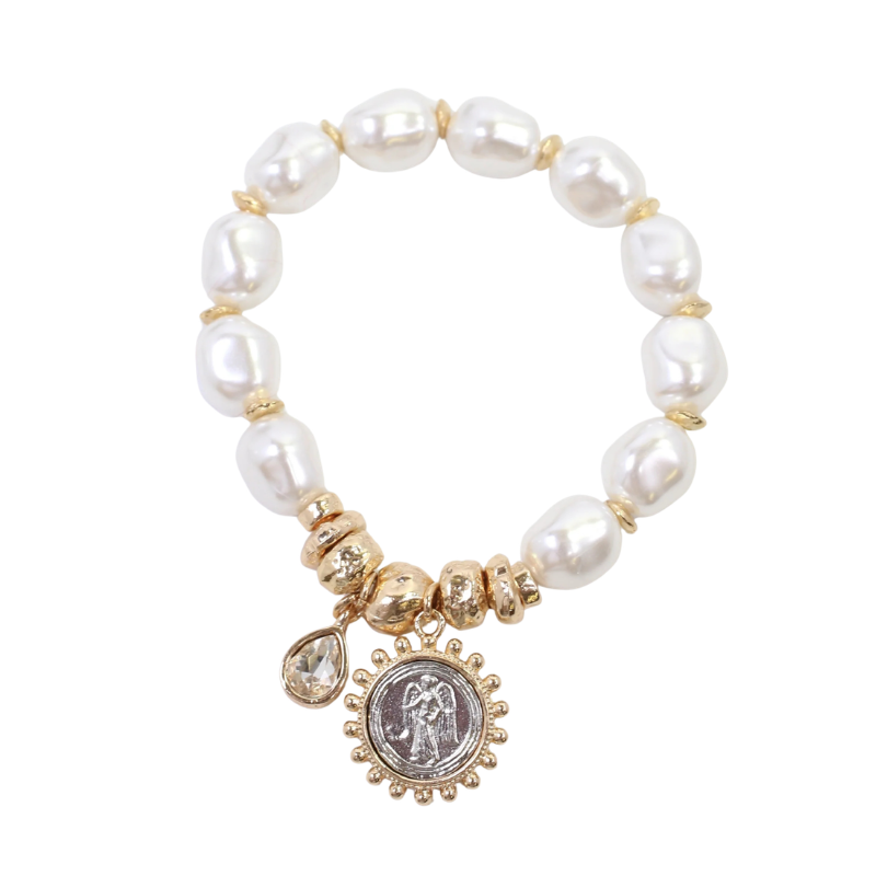 Angel and Pearl Stretch Bracelet