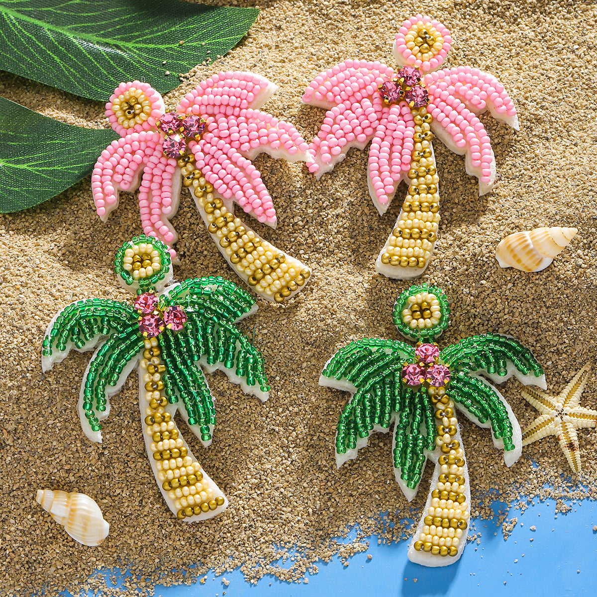 Palm Tree Beaded Earrings