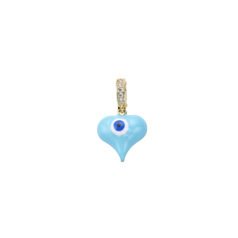 Turkish Eye Heart Charm in Blue