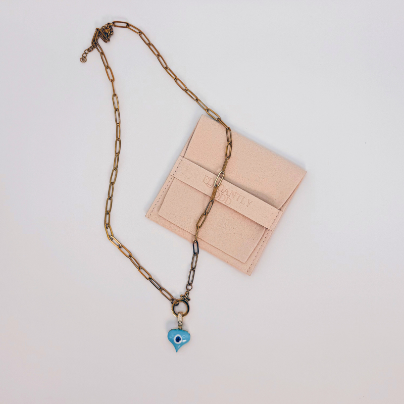 Turkish Eye Heart Charm in Blue