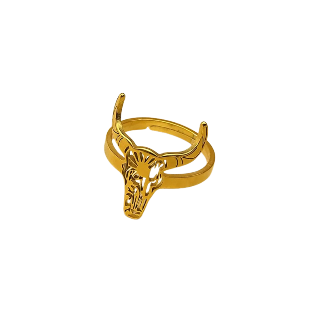 Bulls Head Adjustable Ring in Gold