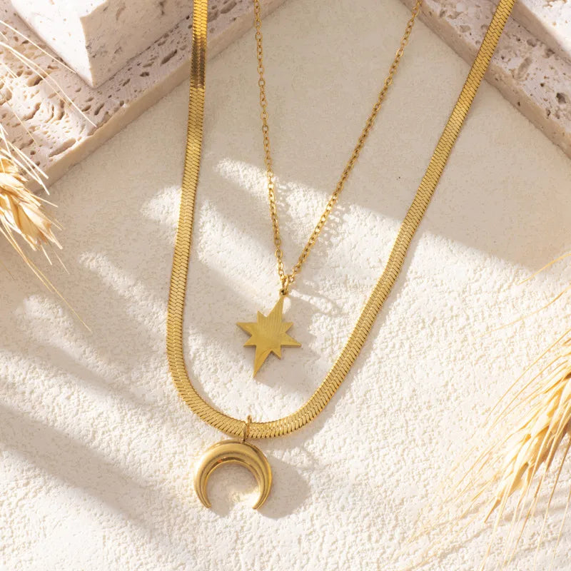 Celestial Double Layer Necklace in Gold