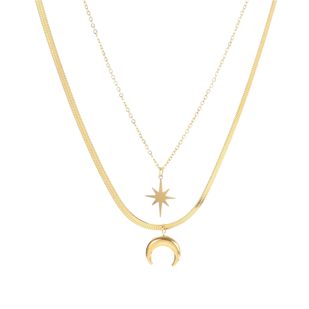 Celestial Double Layer Necklace in Gold