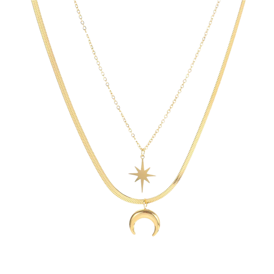 Celestial Double Layer Necklace in Gold