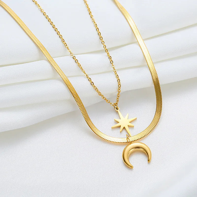 Celestial Double Layer Necklace in Gold