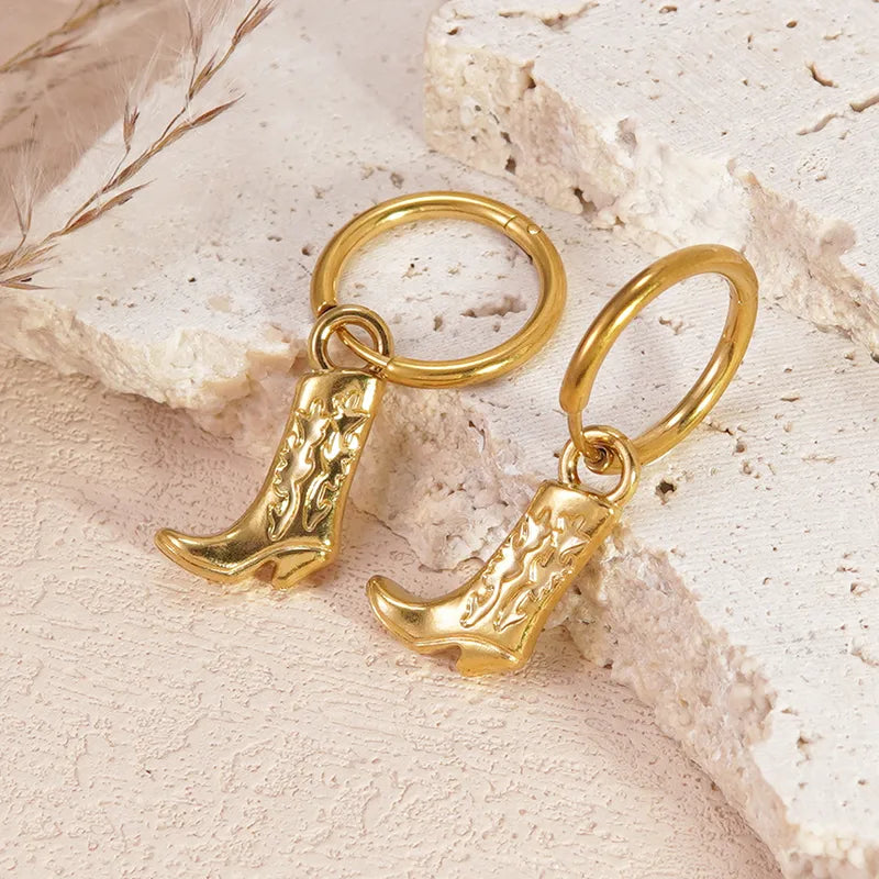Cowboy Boot Earrings in Gold