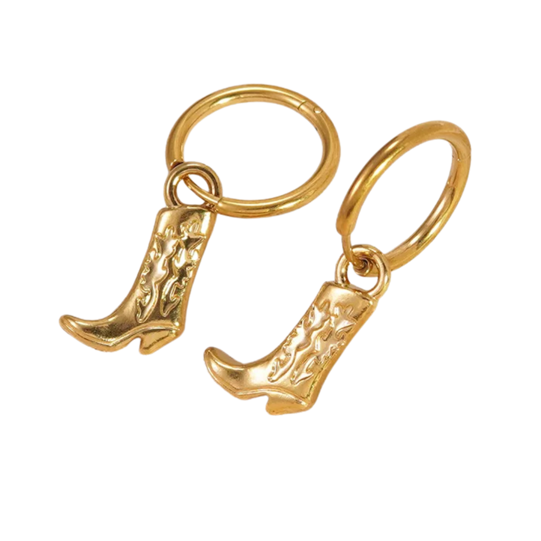 Cowboy Boot Earrings in Gold