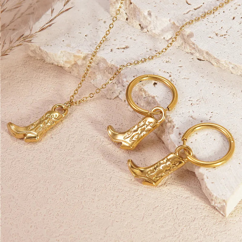 Cowboy Boot Earrings in Gold