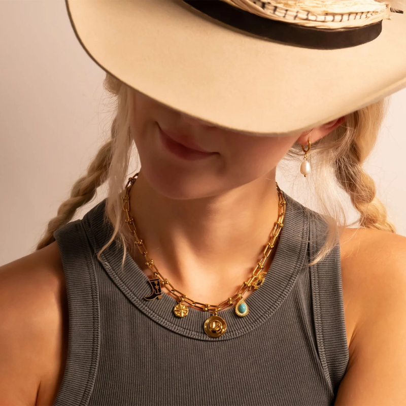 Cowboy Hat Stetson Charm in Gold