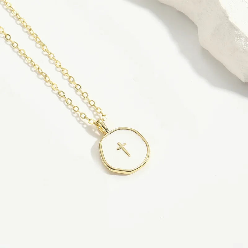 Cross Charm Pendant Necklace in Gold