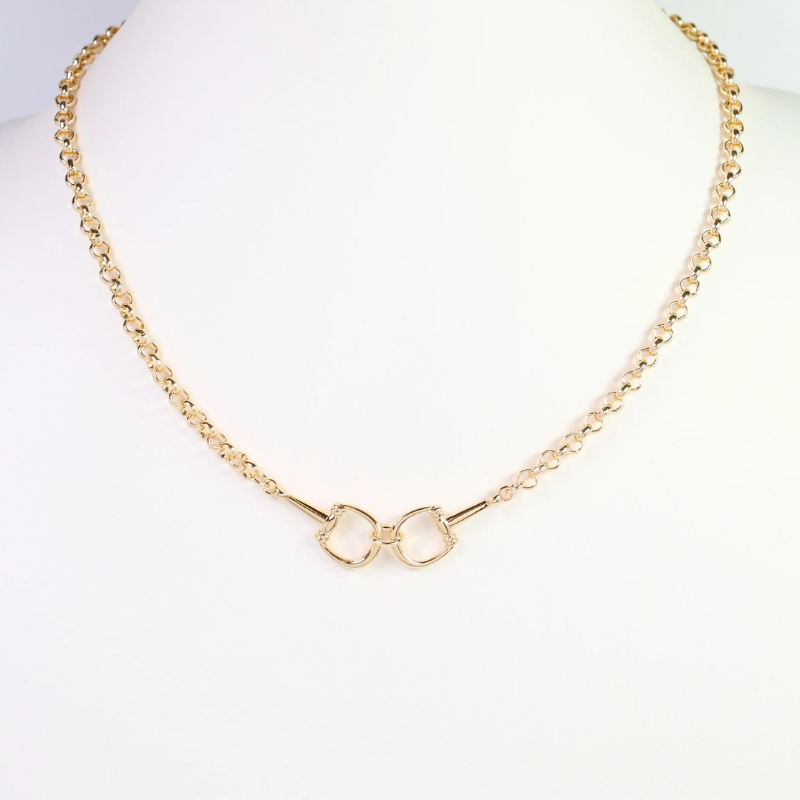 Dixie Horse Bit Short Necklace in Gold