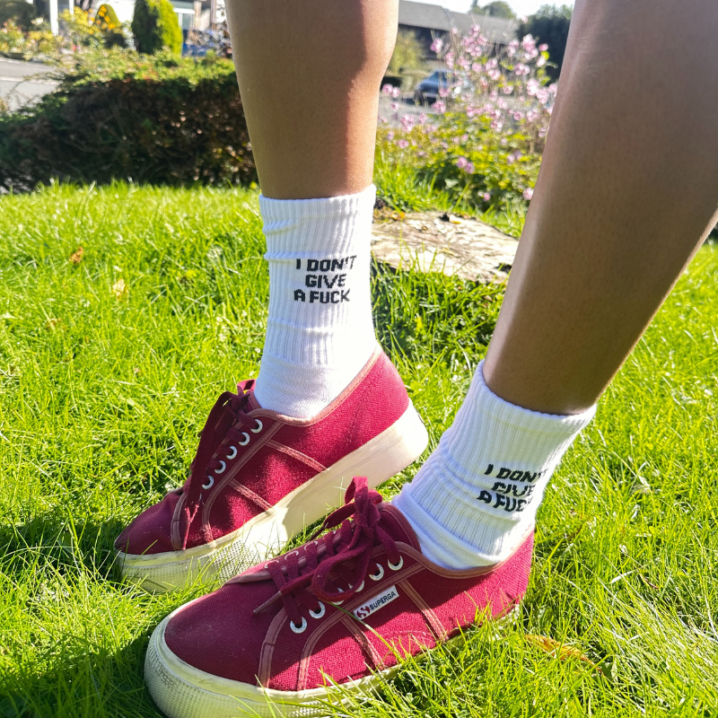 Slogan Sneaker Socks - I Don't Give A F*ck