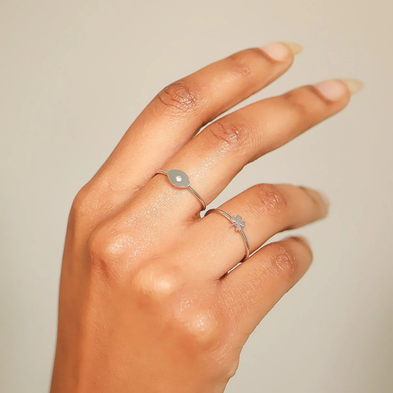 Evil Eye Ring in Silver