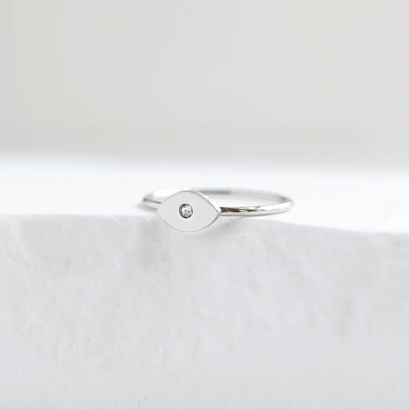 Evil Eye Ring in Silver