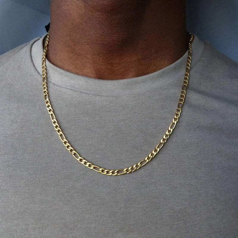 Figaro link Chain Necklace in Gold
