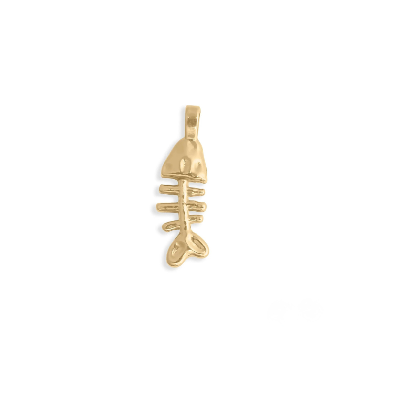 Fish Bone Charm in Gold