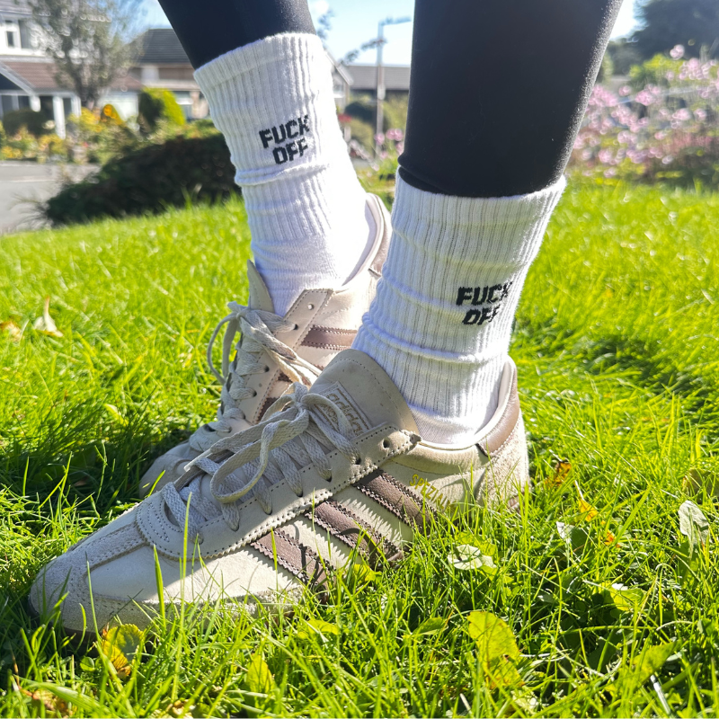 Slogan Sneaker Socks - F*ck Off