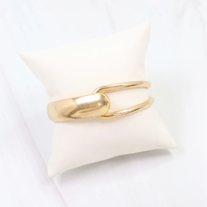 Antique Gold Hinged Sculptural Bracelet