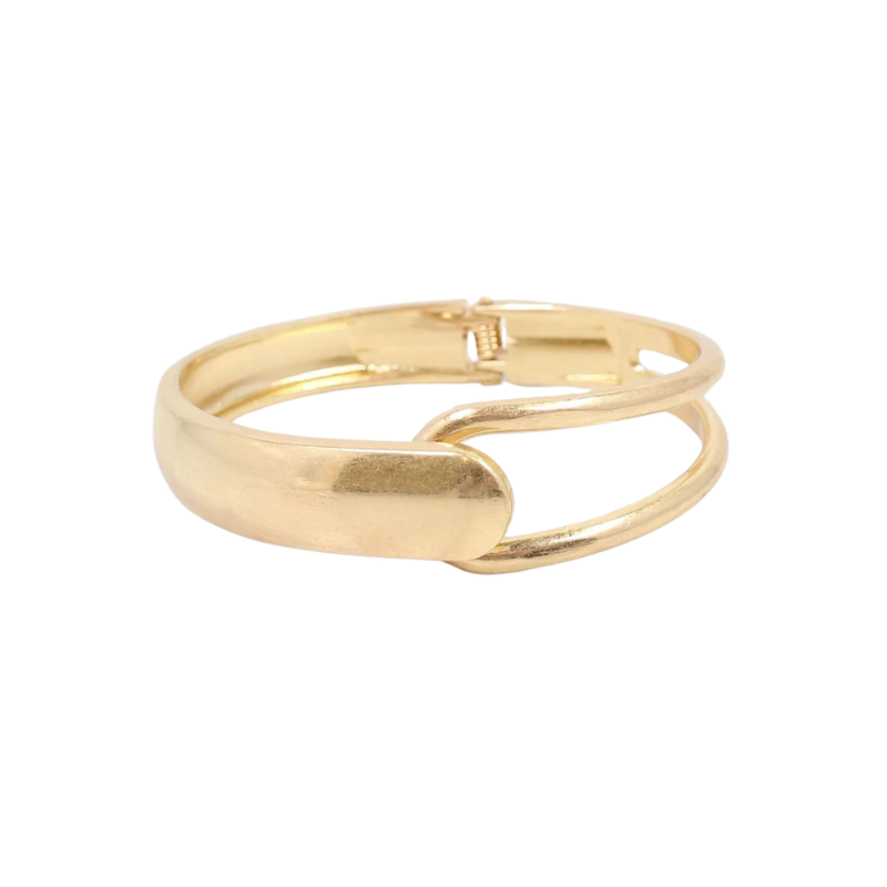 Antique Gold Hinged Sculptural Bracelet