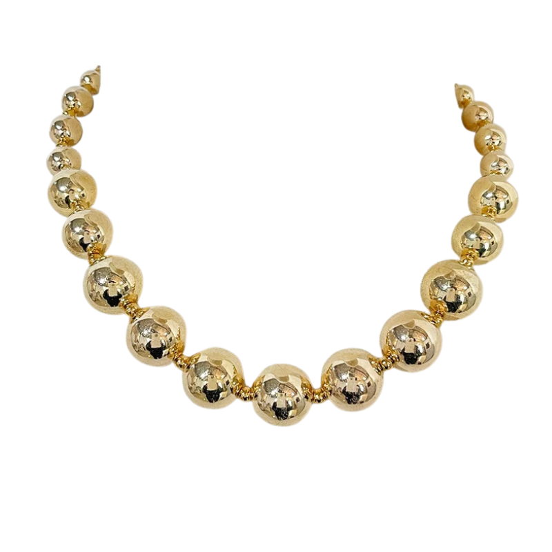 Big Beaded Chunky Necklace 18K Gold Plated