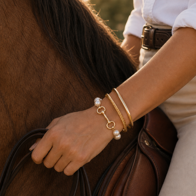 Gypsy Horse Bit and Pearl Stretch Bracelet