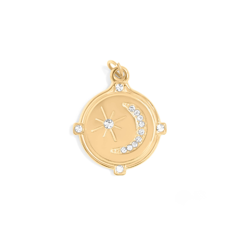 Moon and Star Pendant Charm in Gold