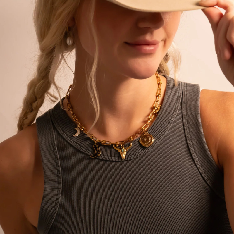 Moon and Star Pendant Charm in Gold