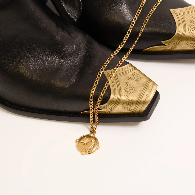 Moon and Star Pendant Charm in Gold