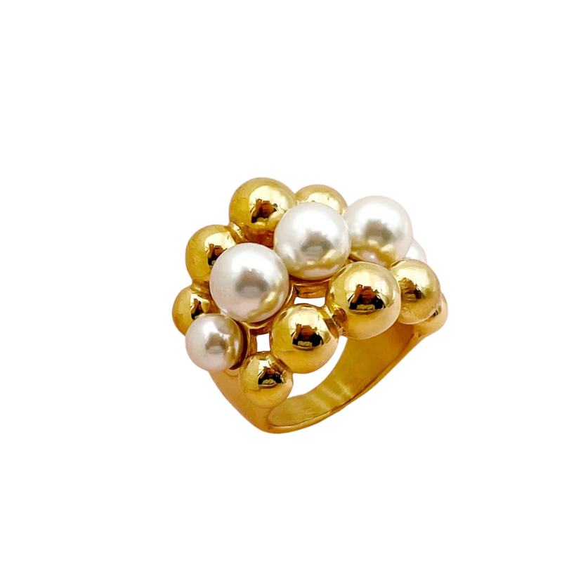 Cluster Pearl Ring in Gold