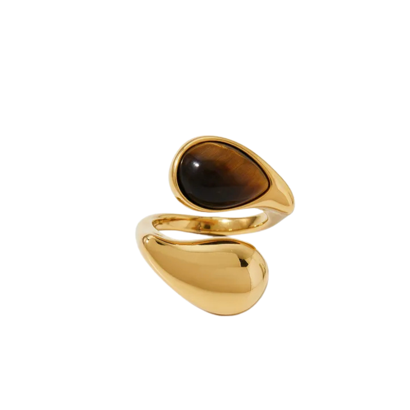 Tigers Eye Open Ring in Gold