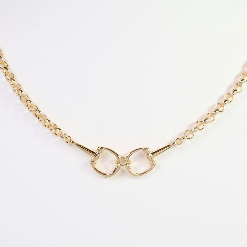 Dixie Horse Bit Short Necklace in Gold