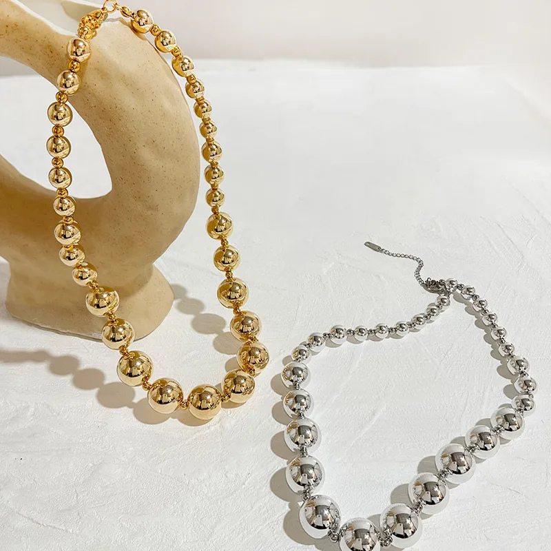 Big Beaded Chunky Necklace in Silver