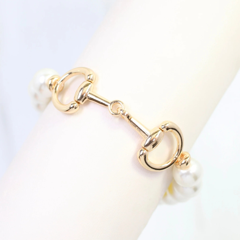 Gypsy Horse Bit and Pearl Stretch Bracelet