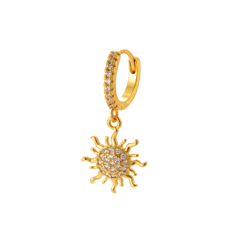 Flaming Sun Huggie Hoop Earring