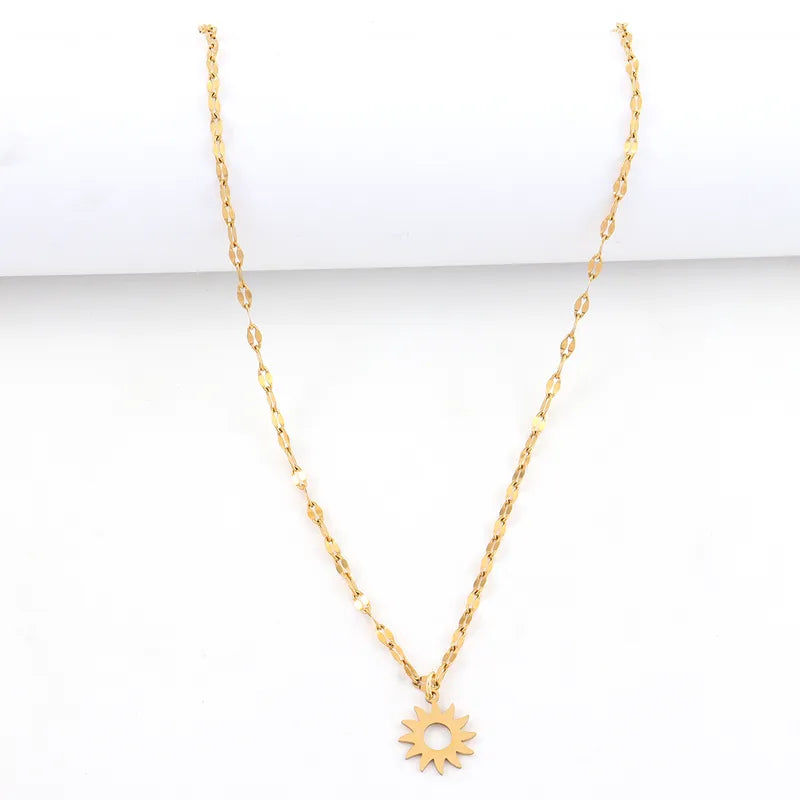Hollow Sun Necklace in Gold