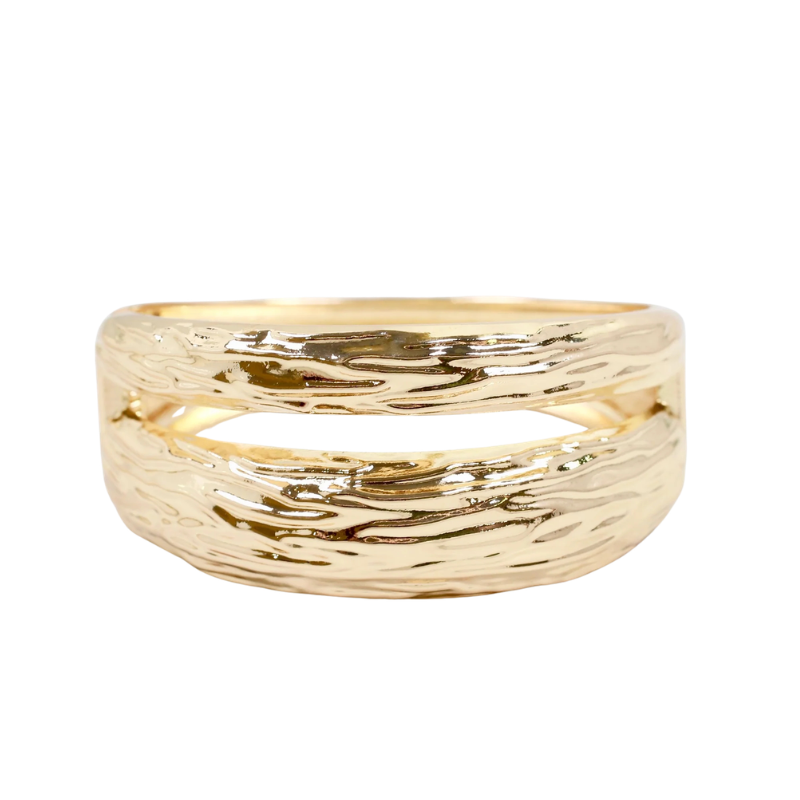 Textured Hinged Bracelet in Gold