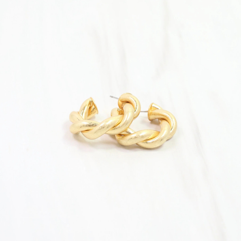 Maggie Twisted Hoop Earrings in Gold