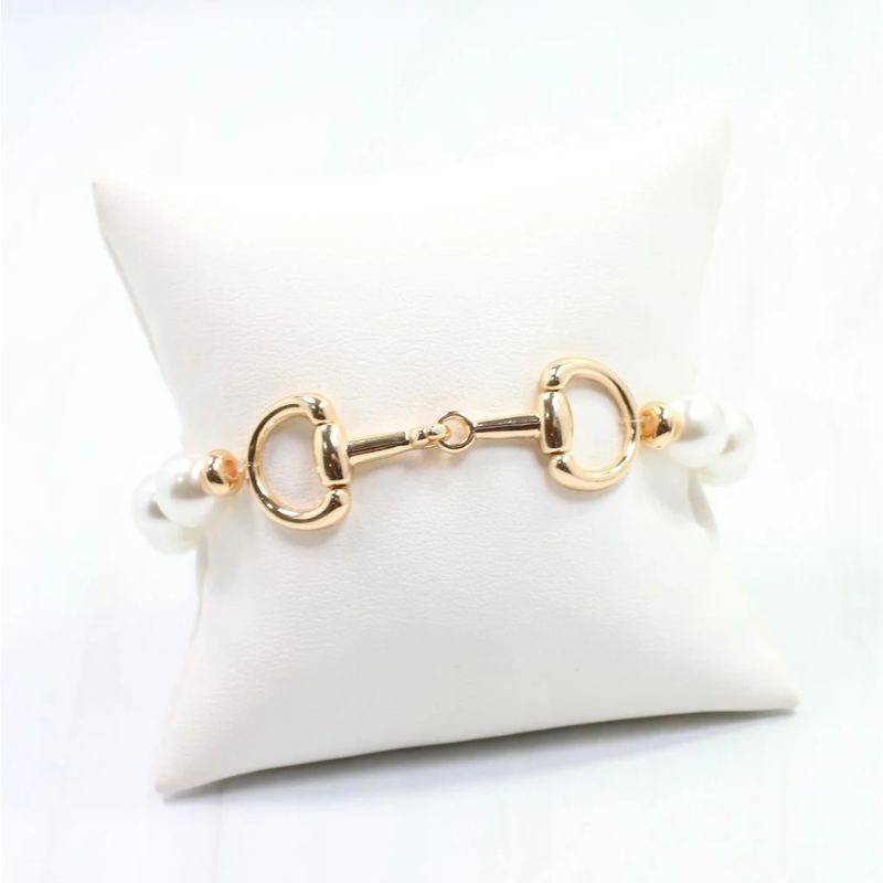 Gypsy Horse Bit and Pearl Stretch Bracelet