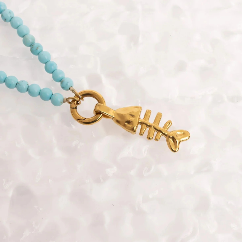 Fish Bone Charm in Gold