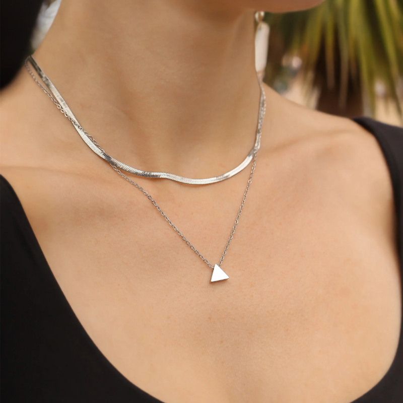 Mini Triangle Necklace in Silver